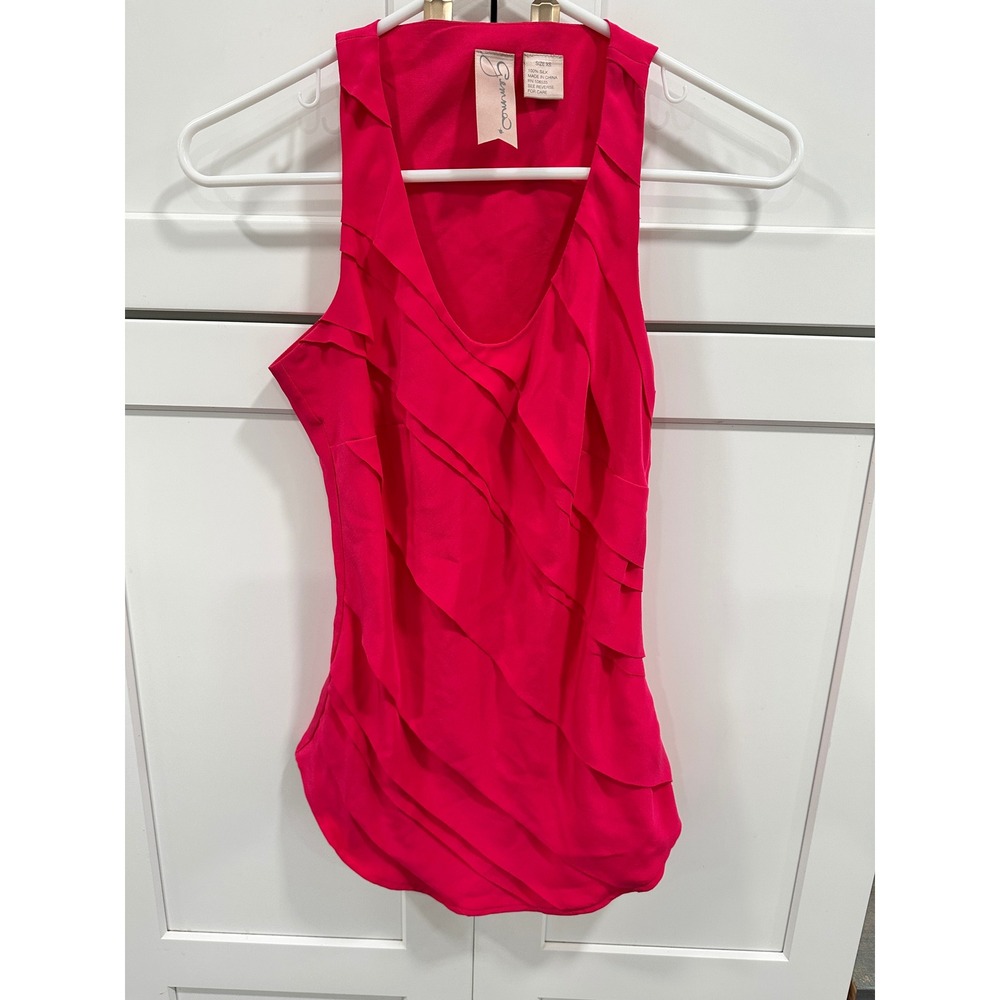 Gemma Silk Tank Top Sleeveless Hot Pink Layered Party XS